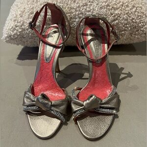 Judith Leiber leather and crystal embellished heels.